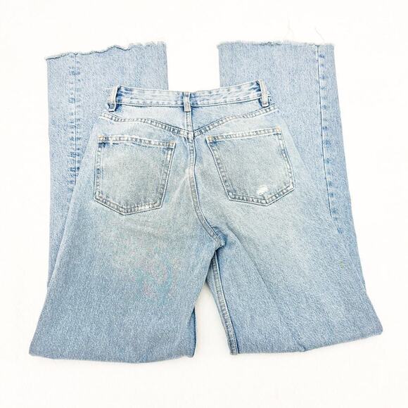 Zara Ripped Denim Cutoff Light Jeans Wide Leg Size 2 - Picture 5 of 7